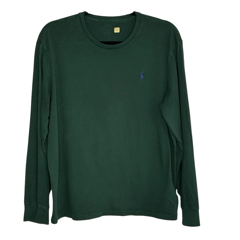 Polo Ralph Lauren Crewneck Long Sleeve T Shirt Large Pony Preppy Street Green